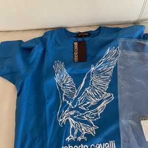 Brand new T-shirt color blu with an eagle design Roberto Cavali